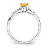 14k White Gold Oval Citrine and Diamond Ring